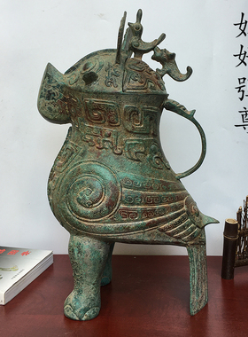 青铜器妇好鸮尊鸟尊酒器摆件x枭尊家居工艺品办公室客厅红酒博古