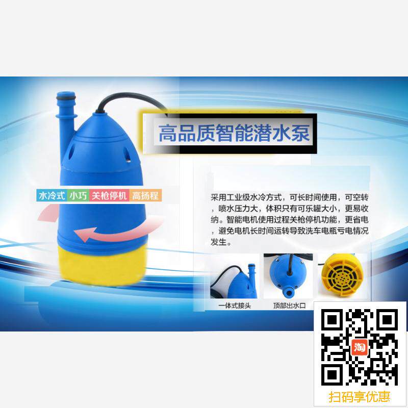 智能12V高压水泵喷雾器洗车净水增压泵压力开关60Sw微型潜水泵80w