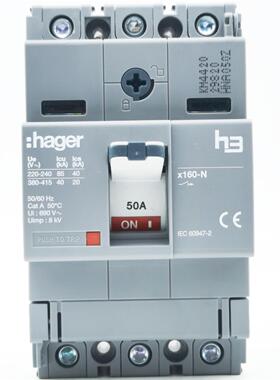 HAGER海格电气 HNA050Z 塑壳断路器415V三相H3X160-N空气开关MCCB