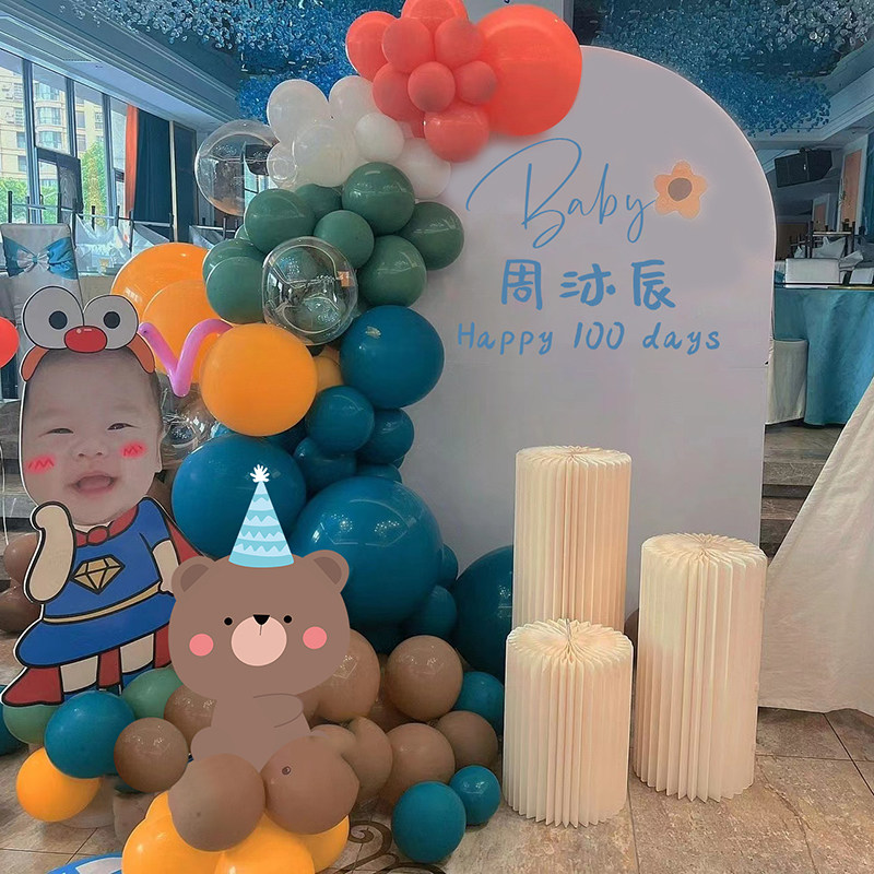 男宝宝周岁生日布置kt板卡通女孩百天宴满月宴装饰网红背景墙套餐