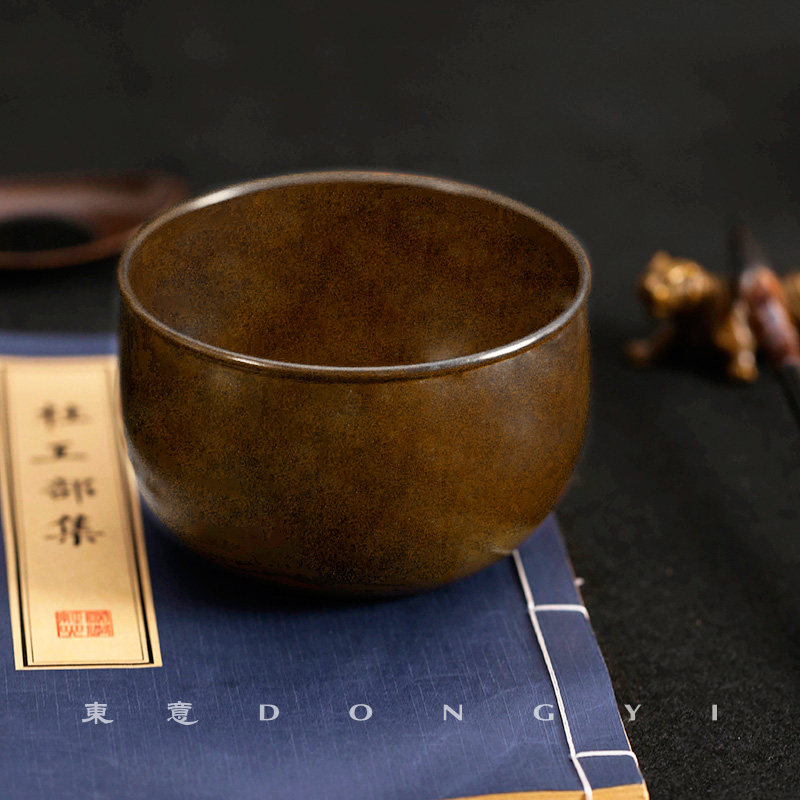 东意文房 黄铜毛笔大号笔洗缸茶洗功夫茶具书法水盂复古建水缸