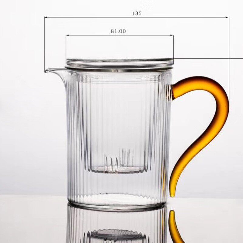 奇高透明带盖玻璃杯办公室日式杯子过滤茶水分离泡茶杯创意条纹杯