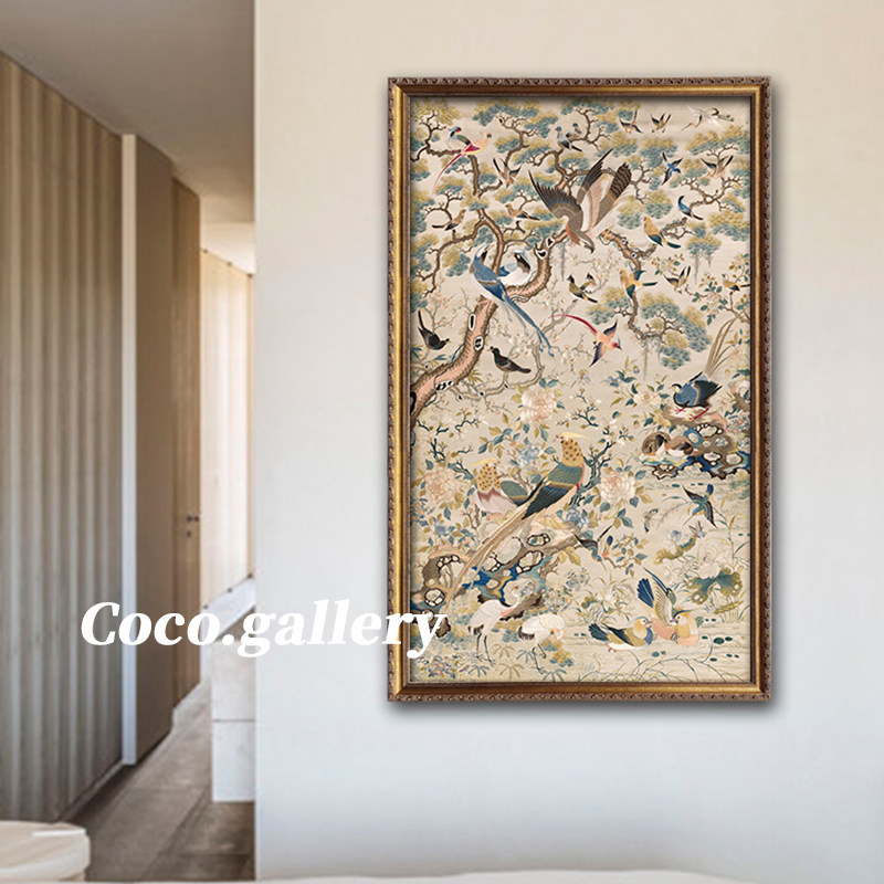 可可的画廊花鸟新中式古典复古法式新年礼物挂画书房客餐厅装饰画