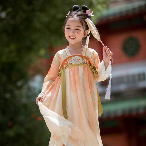 汉服女童春秋小女孩古风高级感唐装仙气公主裙国风儿童古装公主裙