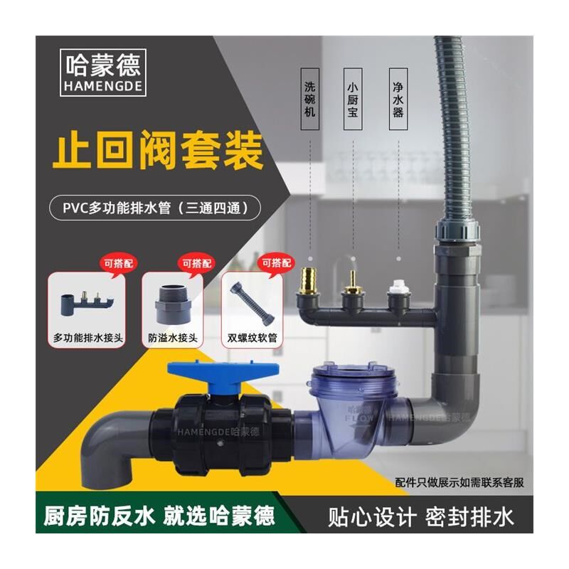 防反水止逆阀厨房PVC止回阀单向阀水排水管下水道逆止阀 50
