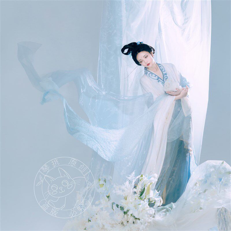 琴挑南北朝【素娥】神仙服仿古画风格汉服仕女图