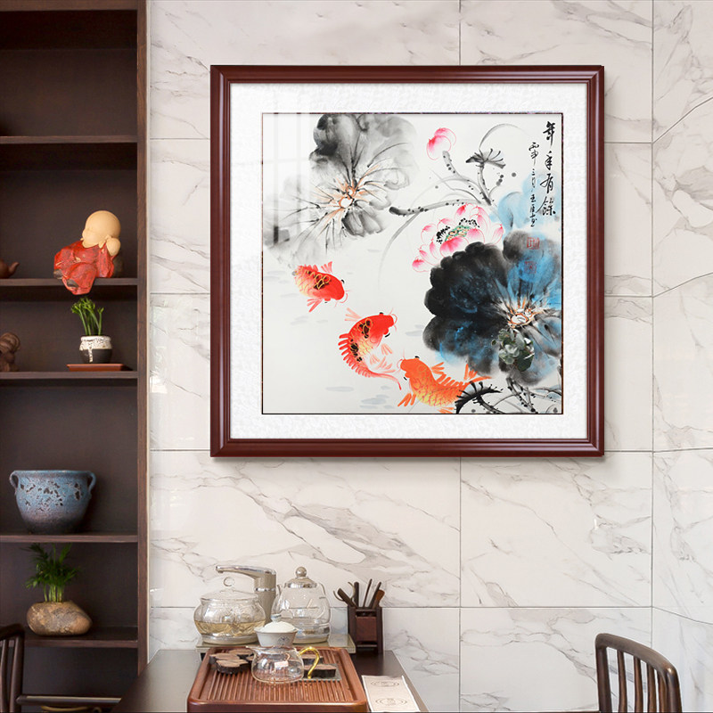 纯手绘花鸟三联画客厅挂画新中式沙发背景墙玄关餐厅床头装饰国画