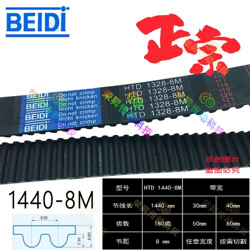贝递同步带8M-1440车床主轴电机传动皮带HTD8M同步轮皮带带齿