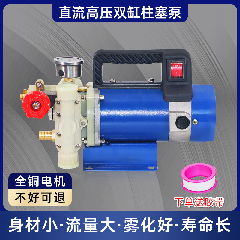 手提式打药机农用高压双缸柱塞泵12V48V60V便携式电动打药泵新款