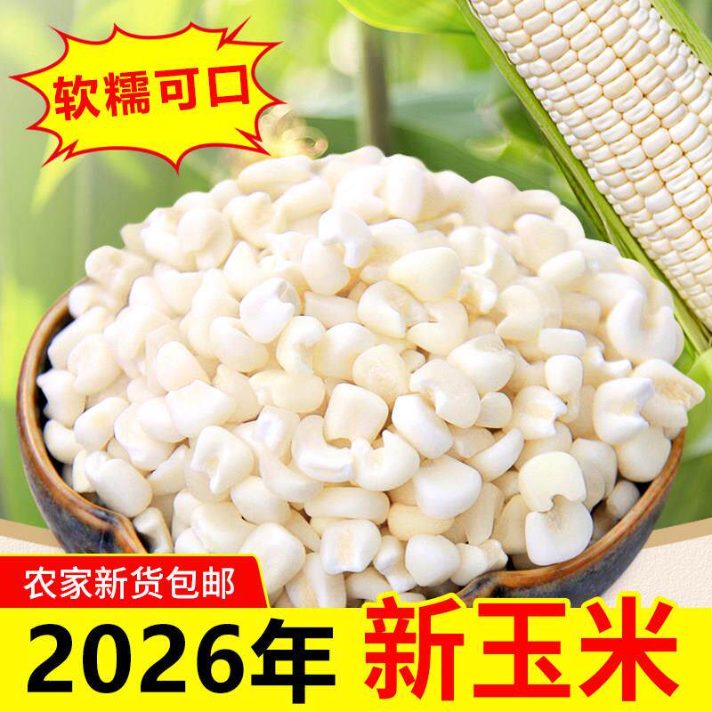 广西忻城糯玉米头白珍珠玉米粒干玉米脱皮煮粥糖水玉米碴子小颗粒