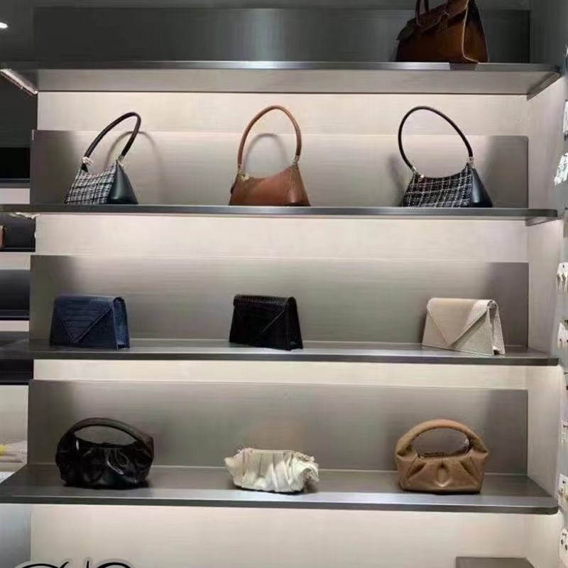 鞋店鞋架展示架不锈钢拉丝上墙架衣帽植物架女装店饰品包包多层架
