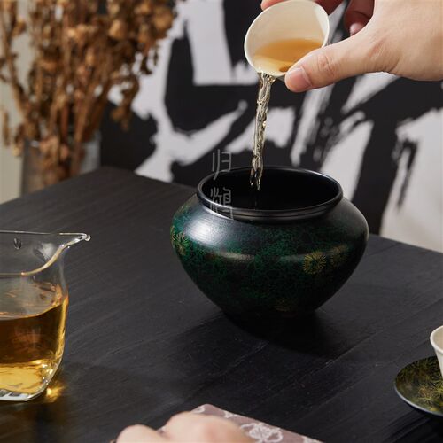 归鸿茶洗红金铁锈彩漆建水中式茶渣桶水缸泡茶台配件功夫茶具水洗