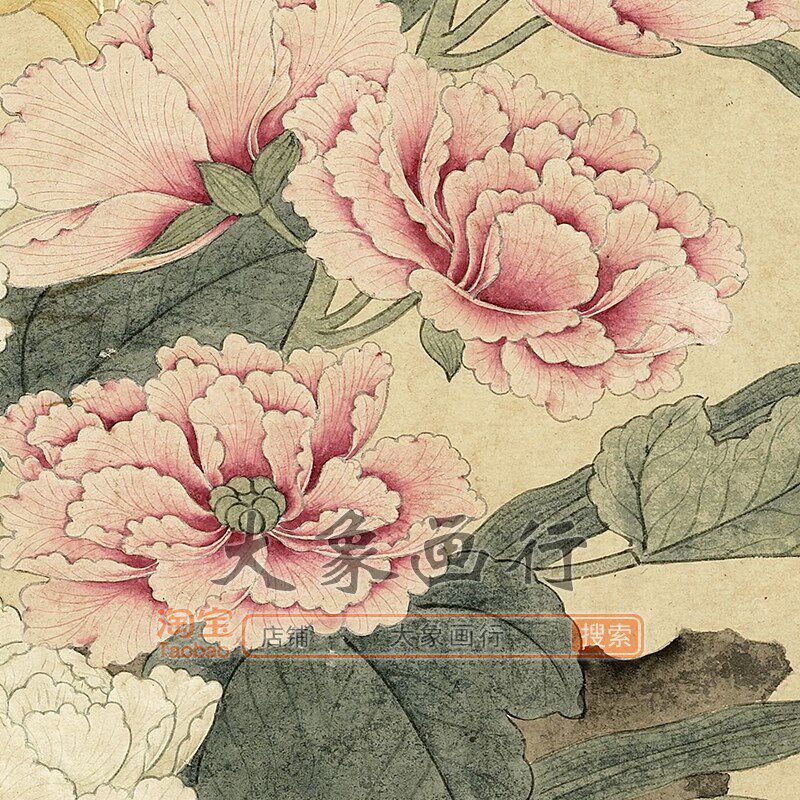 钱选忠孝图卷工笔花鸟画长卷国画临摹范本中式装饰画艺术微喷画心