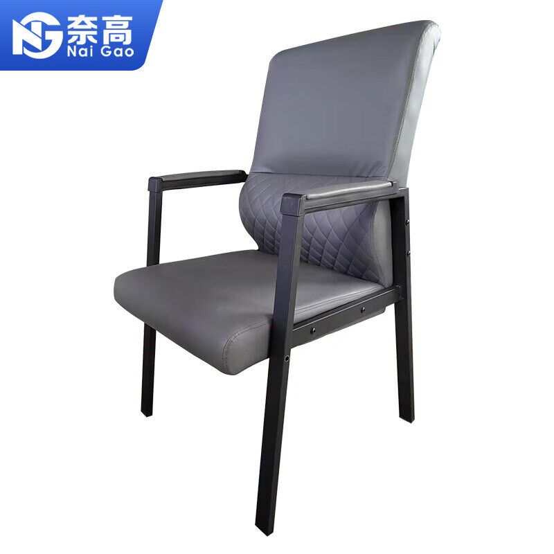 苏美特办公舒适久坐椅会议椅人体工学电脑椅撑腰皮质弓形四脚椅子