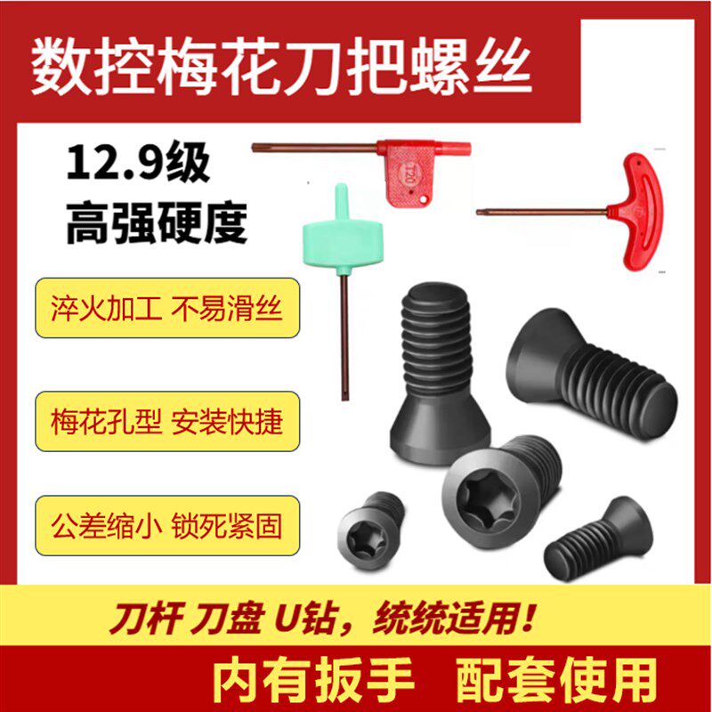 数控刀杆刀盘刀粒刀片螺丝梅花头高硬度12.9级螺钉红旗扳手T8扳手图片