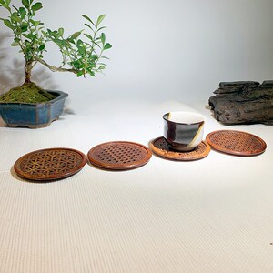 佰艺轩酸枝木茶杯垫中国风隔热功夫茶具配件套装原木质杯垫礼盒