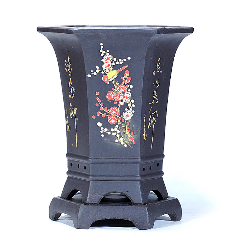 紫砂花盆精品兰花盆建兰墨兰君子兰盆高脚兰草盆栽陶瓷兰花专用盆