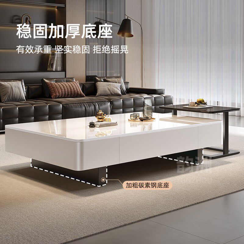 实木茶几意式客厅家用小户型2025新款长方形黑轻奢高级感边几组合