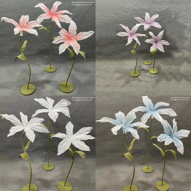 婚庆路引花成品EVA泡沫花婚礼t台场景布置百合花橱窗装饰道具