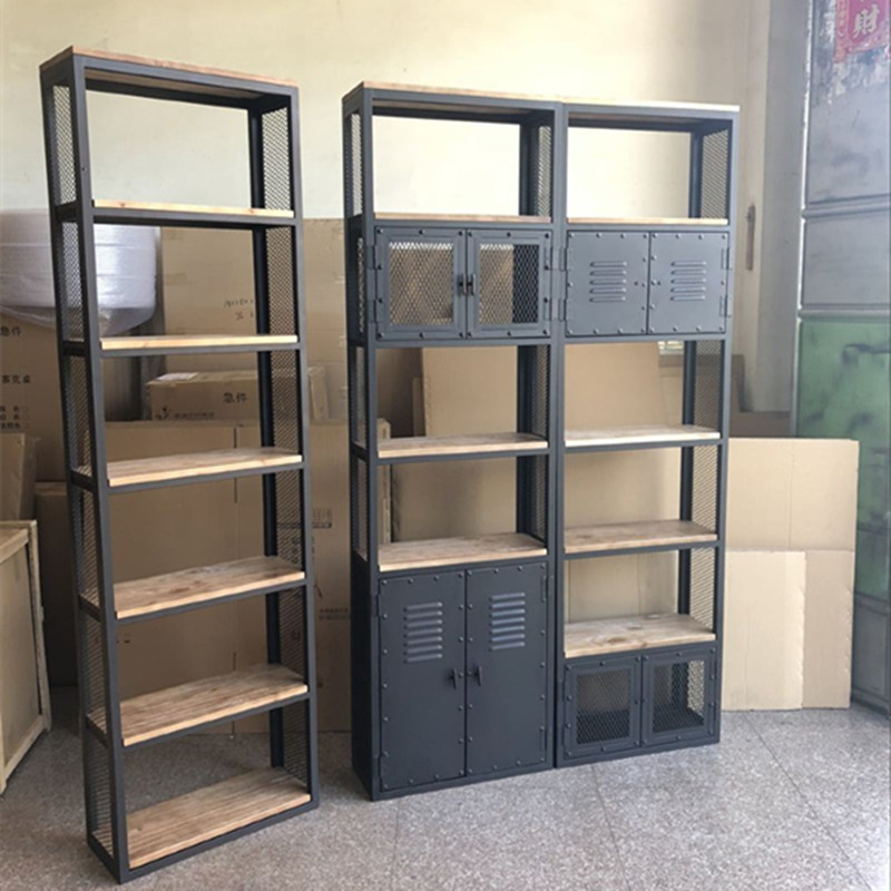 屏风隔断置物架书架工业玄关格子架美式loft办公室铁艺隔板架子