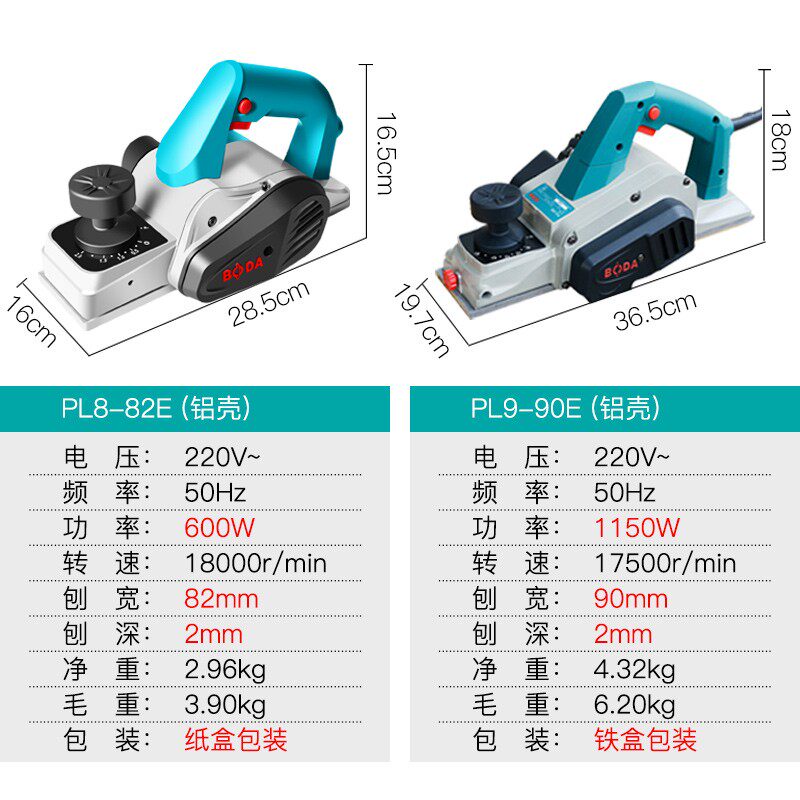 博大电刨多功能电刨子家用小型手提刨木工刨手电铇刨木机电动工具