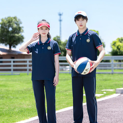 2026新款中小学生校服短袖T恤高中职业学校POLO衫夏季长裤套