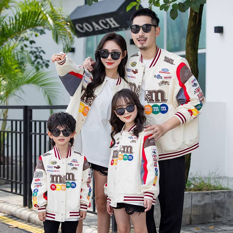 2026新款一件棒球服亲子装秋款一家三口母子母女高端洋气卡通