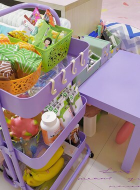 莫兰迪紫色收纳储物架可移动置物架桌面小架子展示架多功能整理架