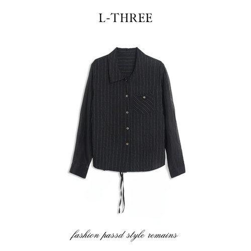 【溯源首发】L-THREE『竖条防晒』后背交叉开衩设计衬衣