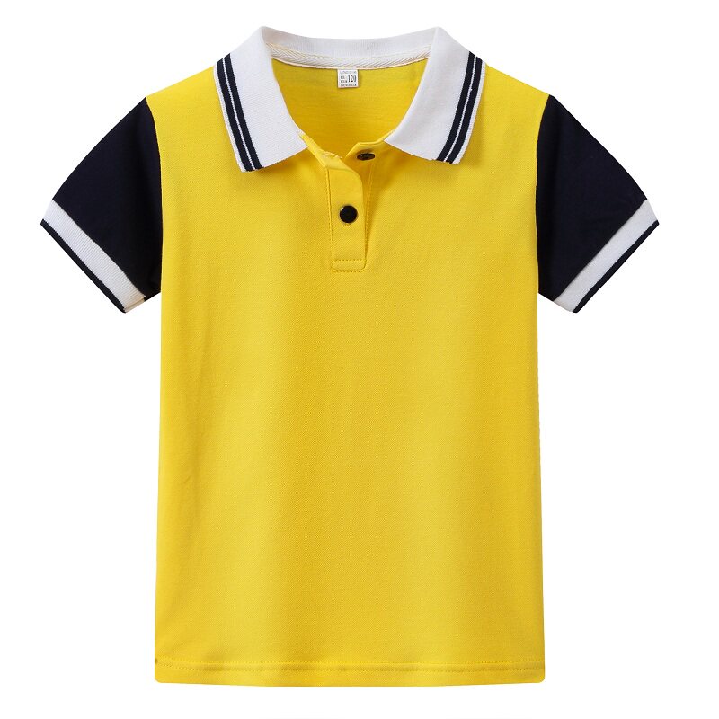 儿童白色t恤短袖男童女童有纯翻领polo衫定制带领小学生校服班服8