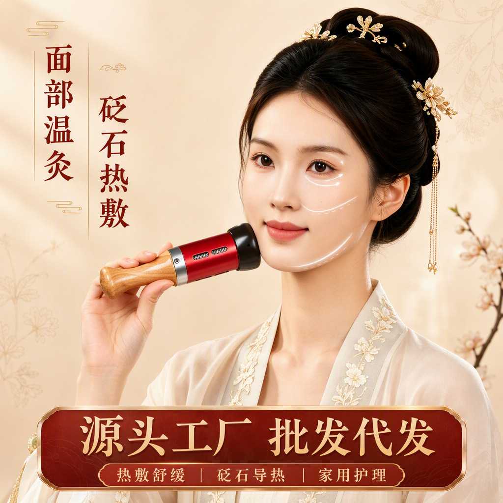 面部艾灸棒手握滚动式随身灸盒罐砭石家用玉石美容院器具脸部仪器