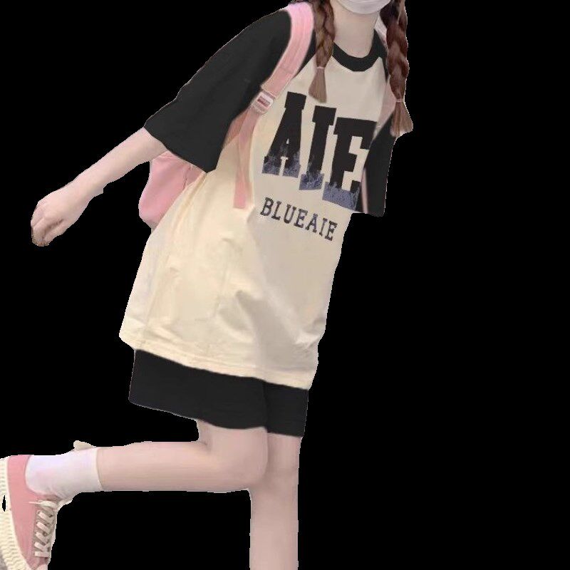 女童夏装套装2024新款中大童5学生夏季短袖t恤洋气百搭短裤外穿潮