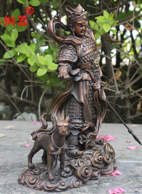 宇卓铜器杨戬 纯铜二郎神工艺品摆饰二郎真君黄铜杨二郎铜像