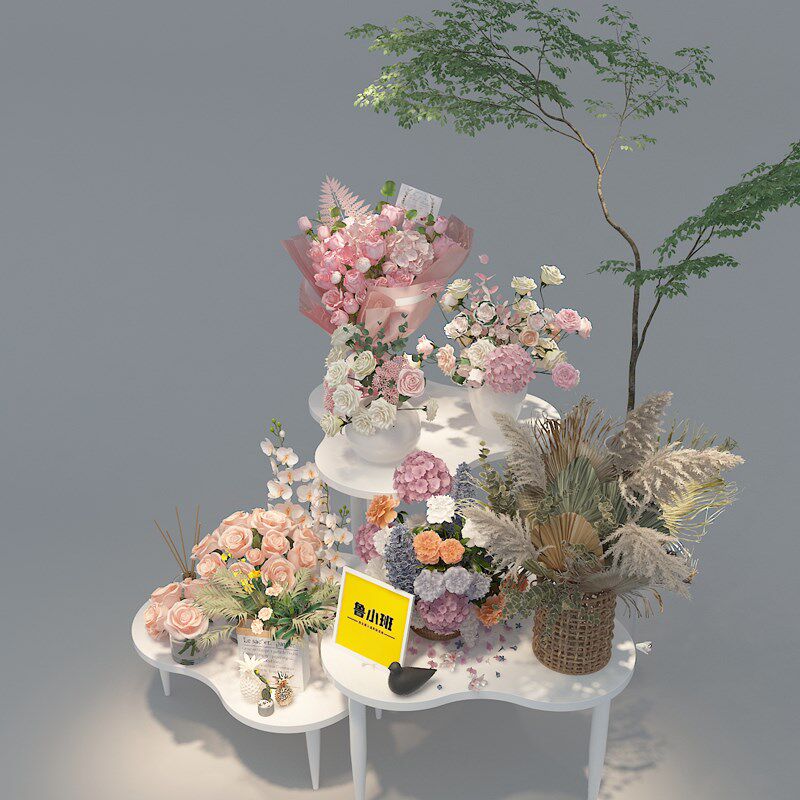 花店花架鲜花展示架烤漆中岛展示台陈列放花置物架中间摆放流水台