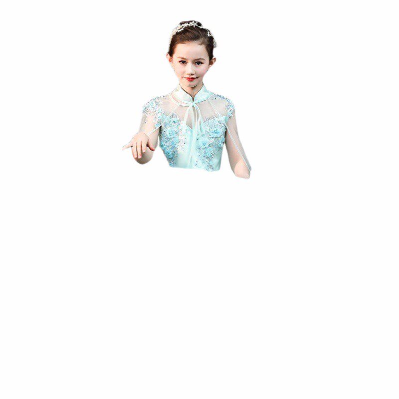 儿童古筝汉服飘逸女童绿色古筝二胡演出服艺考古典舞表演服定制潮