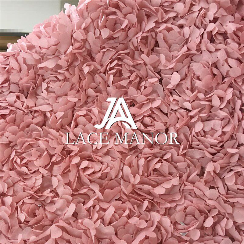 3D立体盘花蕾丝布料 加厚重磅网纱盘花蕾丝 多色可选