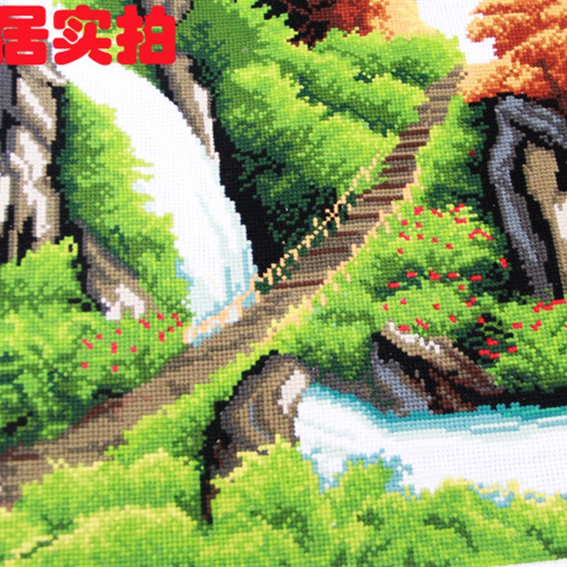 十字绣成品机绣客厅挂画 新款迎客松财运版中国风大画出售包邮