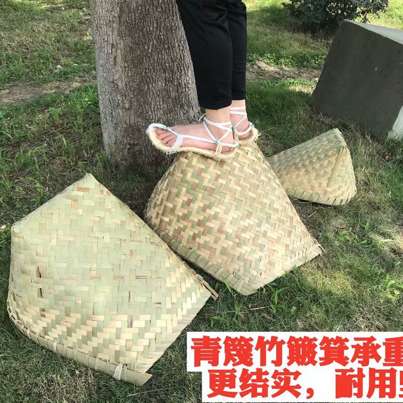 四川竹编装饰竹簸箕精品皮撮箕收纳竹篮竹扁畚箕扫斗铲子舞蹈道具