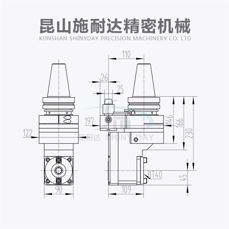 侧铣头BT50 龙门加工中心角度头侧面铣钻镗 包邮 侧90度直角铣头