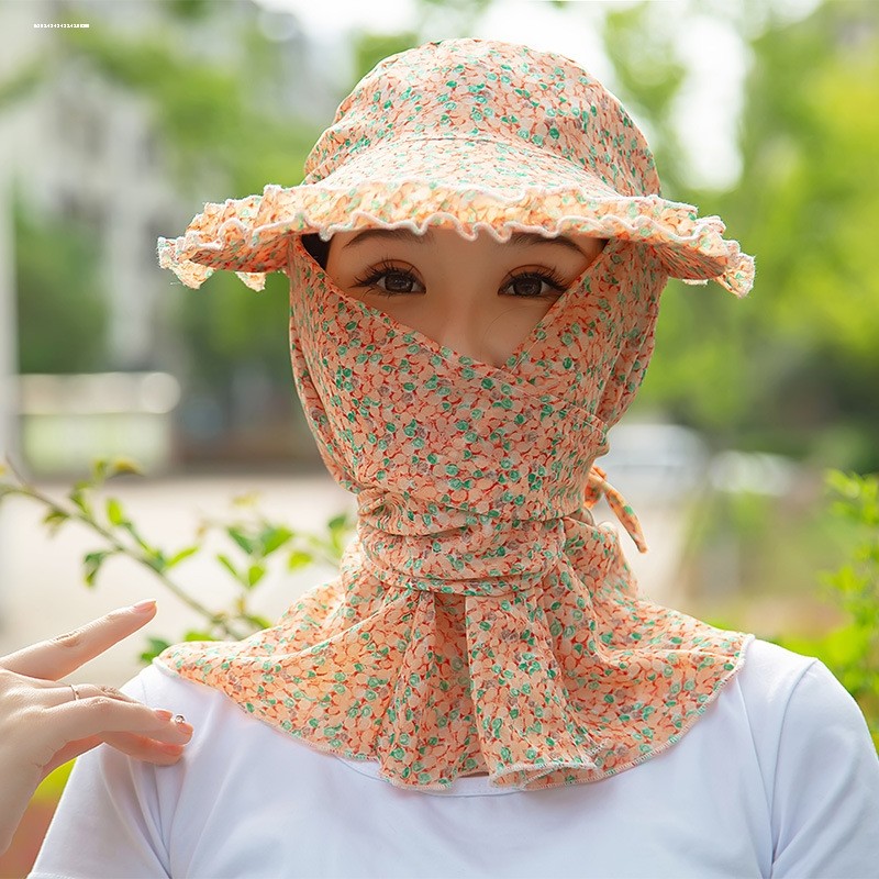 新款采茶帽大帽檐防晒帽子下地干活护脸护颈男女骑车防风遮阳帽图片