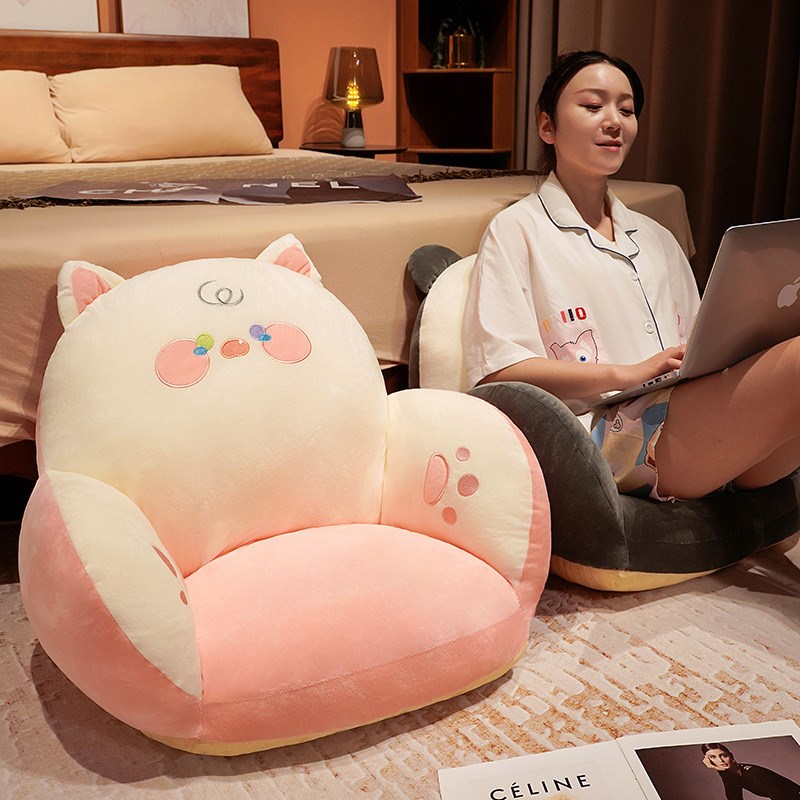 卡通猫咪动物沙发坐垫家用儿童阅读室椅子靠垫大靠背地上懒人屁垫