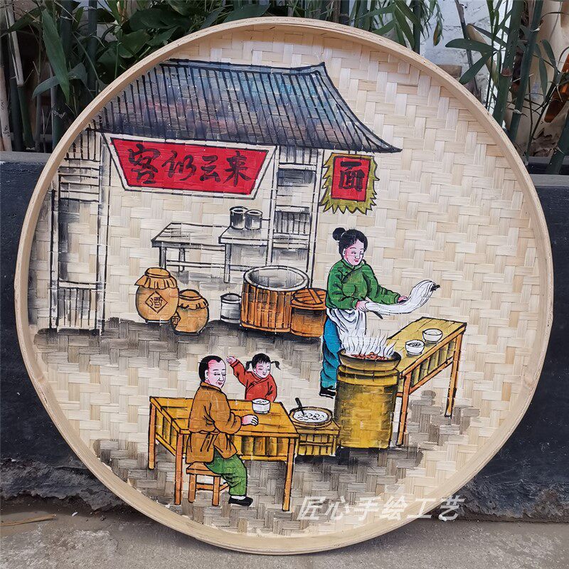 手绘新款粉面无框画墙农家乐餐厅餐馆饭店墙上装饰画创意挂件挂画