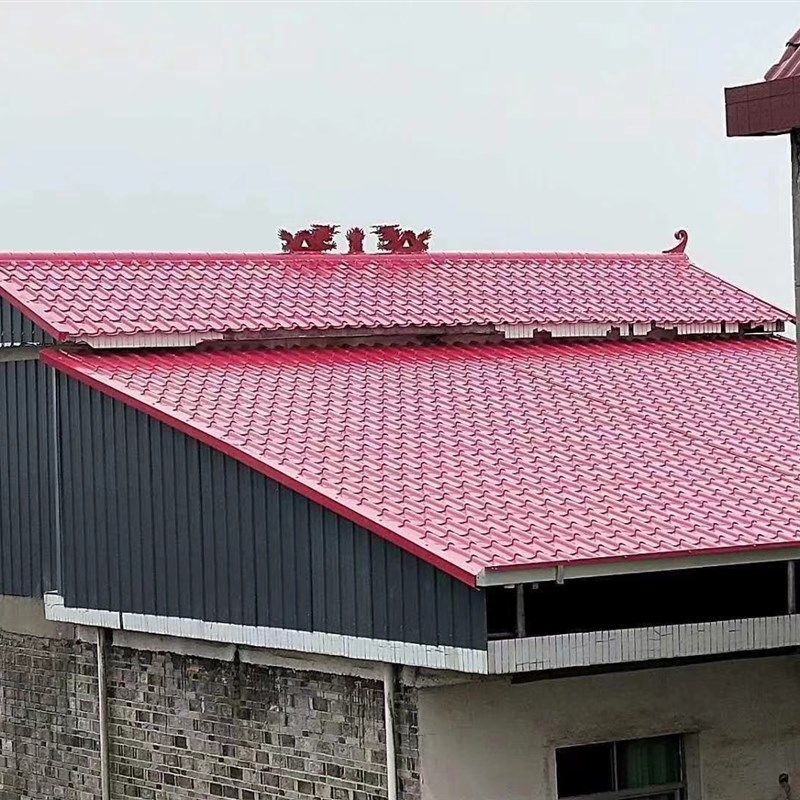 二龙戏珠彩钢瓦屋顶屋脊造型配件双龙戏珠仿古装饰四坡五脊