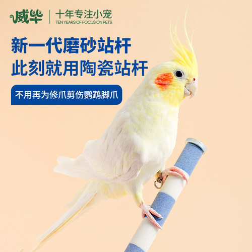 鹦鹉磨爪棒虎皮玄凤牡丹八哥鸟用磨砂站杆站棍架不锈钢陶瓷磨嘴石