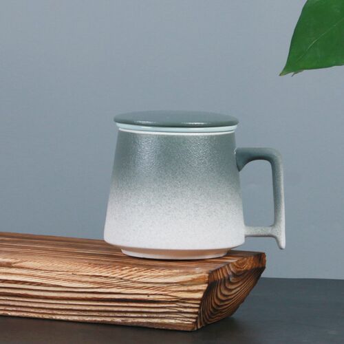 办公室泡茶杯陶瓷家用茶水分离马克杯子磨砂三件套过滤带盖水杯