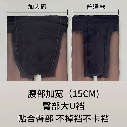 若绮大码高透黑丝双层黑透肤光腿神器女胖mm200斤加绒打底连裤袜