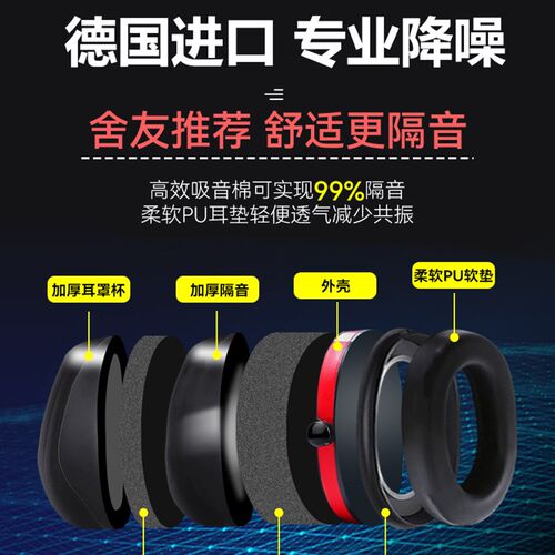 隔音耳罩头戴式耳塞工业防噪睡觉睡眠学习专用降噪耳机无感高强度