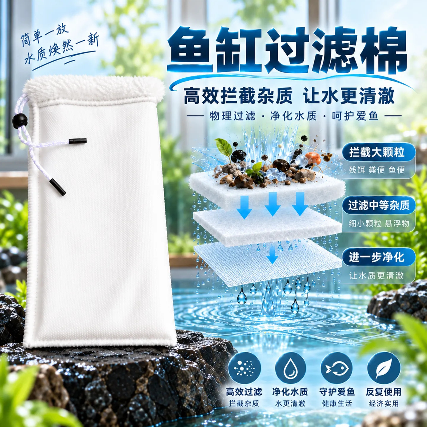 鱼缸过滤棉魔毯魔袋过滤袋防溢