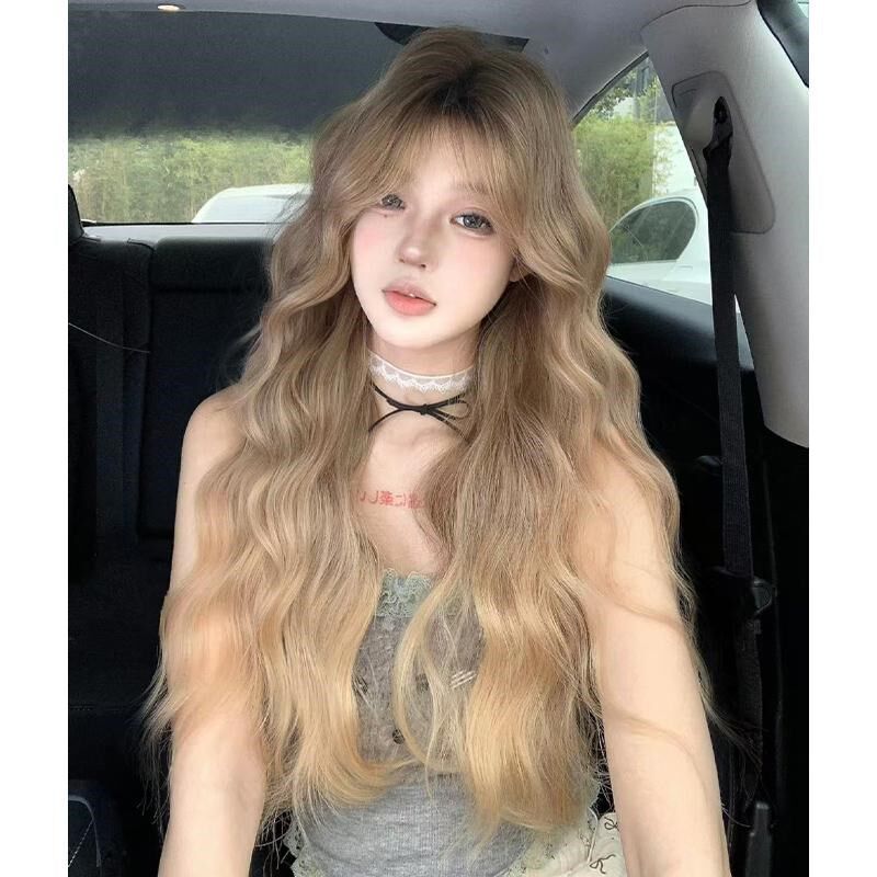 【栗子蛋糕】束朵假发女中分长卷发自然气质网红日常甜美全头套式