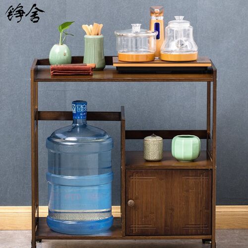 柜新款铮舍2个餐边柜茶水架水桶架子楠竹实木收纳置物架茶台边几